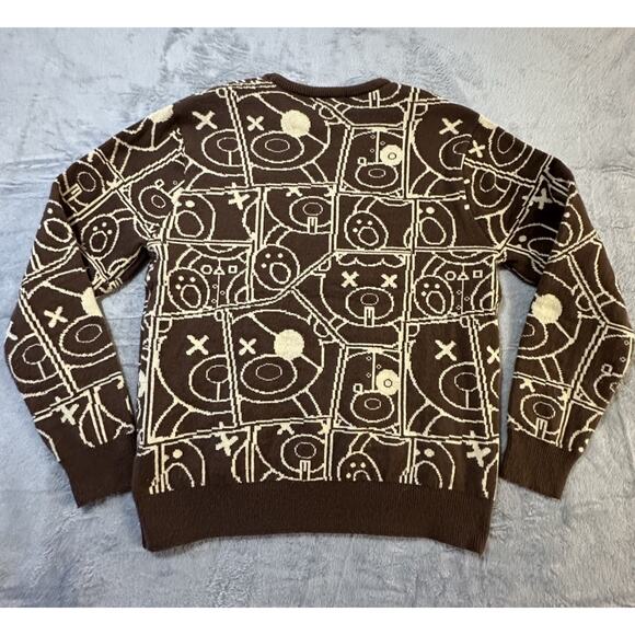 Bleecker & Mercer Sweater M Brown Beige Graphic Bear Face Knit Crewneck Pullover - Picture 2 of 7